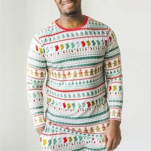 Little Sleepies Christmas Holiday Gingerbread  Fair Isle Pajama Set Adult Medium